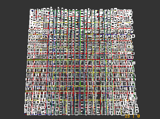 Roads, buildings, lights, and quadtree